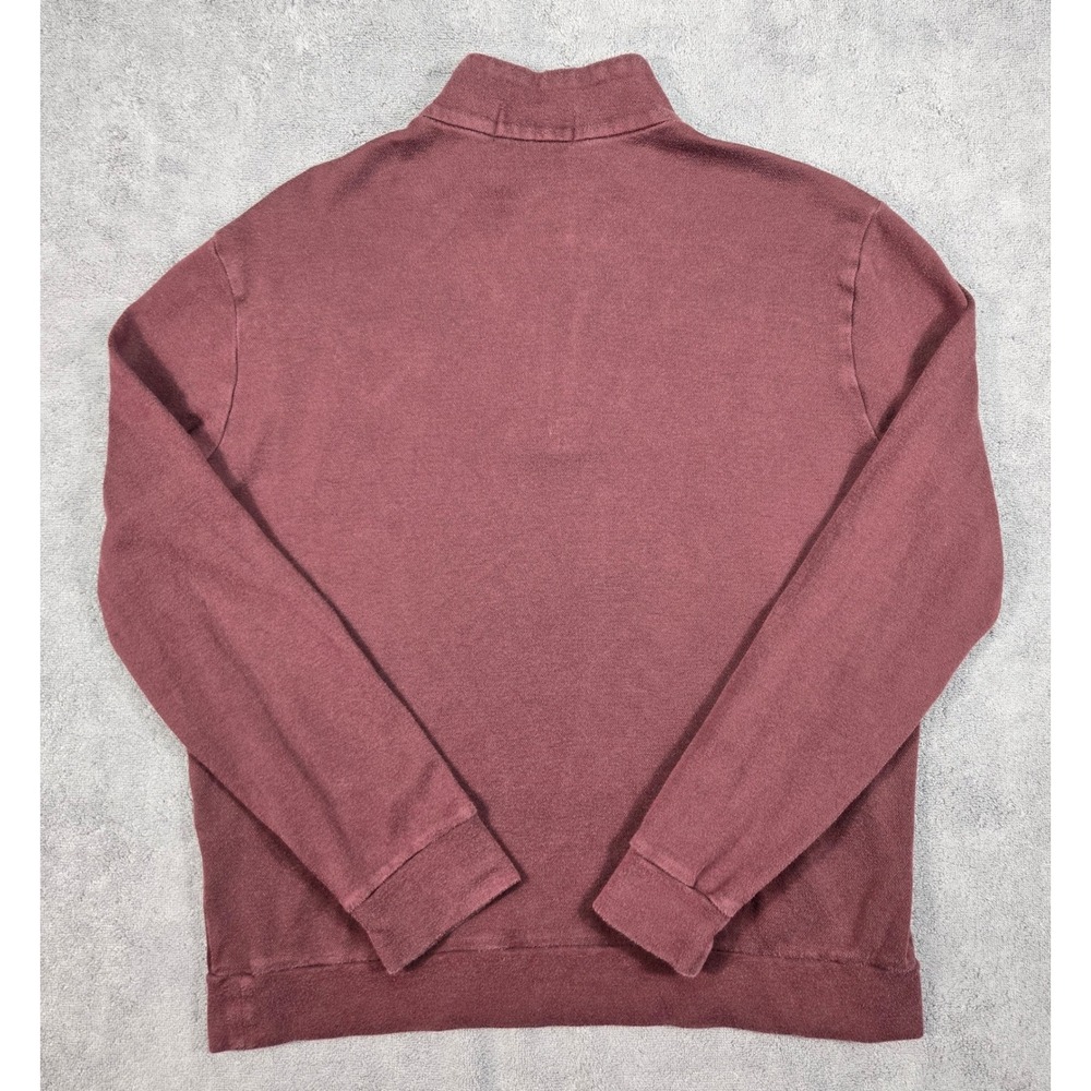 Polo Ralph Lauren Men's M Quarter Zip Pullover Sweater Burgundy Cotton Rayon - Picture 12 of 13